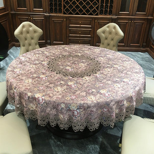 奢华布艺圆桌布高端高级感餐桌桌布欧式圆形大圆桌桌布台布家用