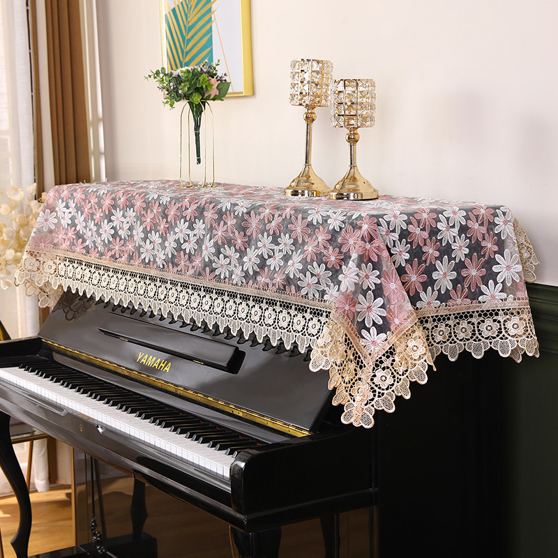 钢琴盖布防尘盖布轻奢高级感钢琴盖巾蕾丝钢琴罩半罩防尘罩高档