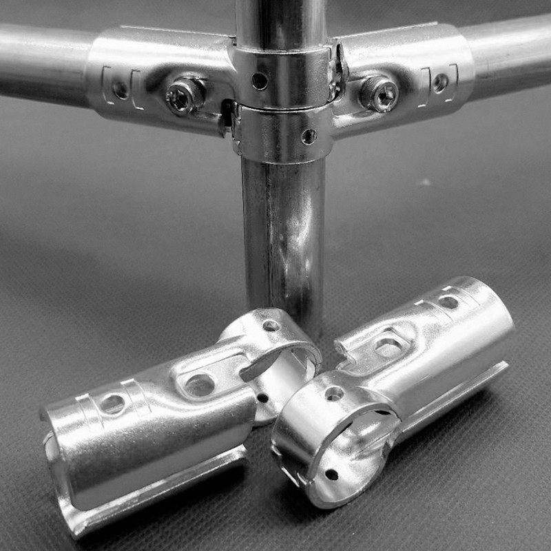 20/25/28/32mm两通三通连接件接头镀锌圆钢46分1寸免焊接卡扣配件