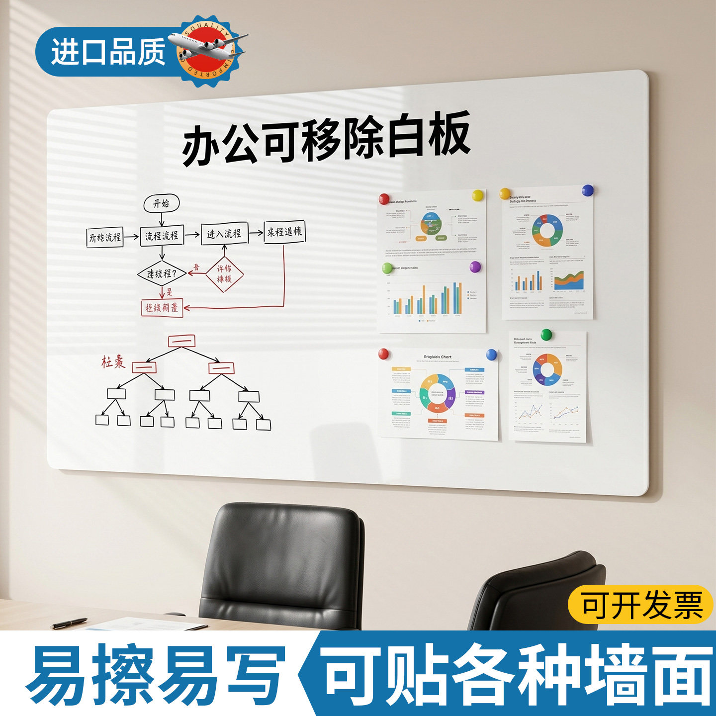 磁艺家办公白板墙贴磁性可移除