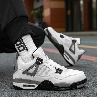 松希aj4男鞋白水泥高帮板鞋学生实战训练鞋乔4篮球休闲运动鞋情侣