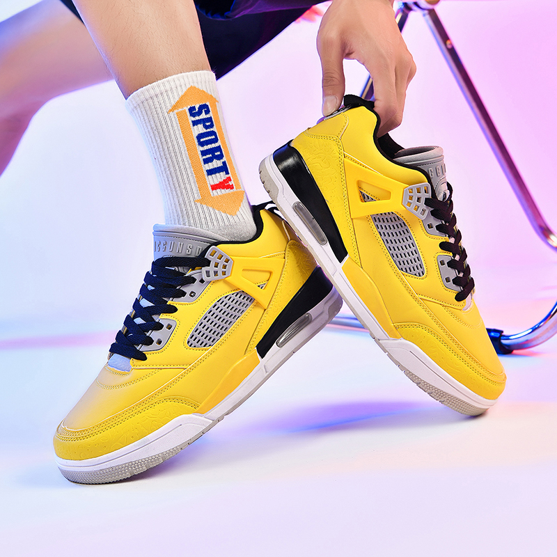 松希aj4男鞋学生篮球实战训练鞋电母黄低帮板鞋米色休闲运动鞋女