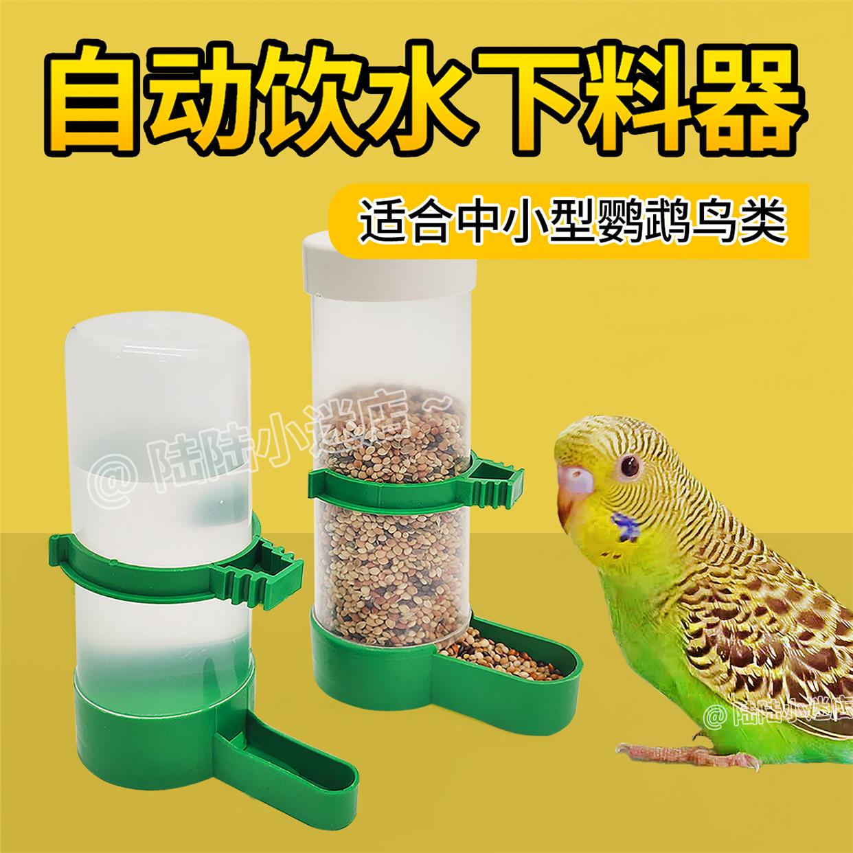 鹦鹉饮水器防溅鸟食盒鹦鹉自动喂食器芦丁鸡喝水壶鸟用食罐下料器