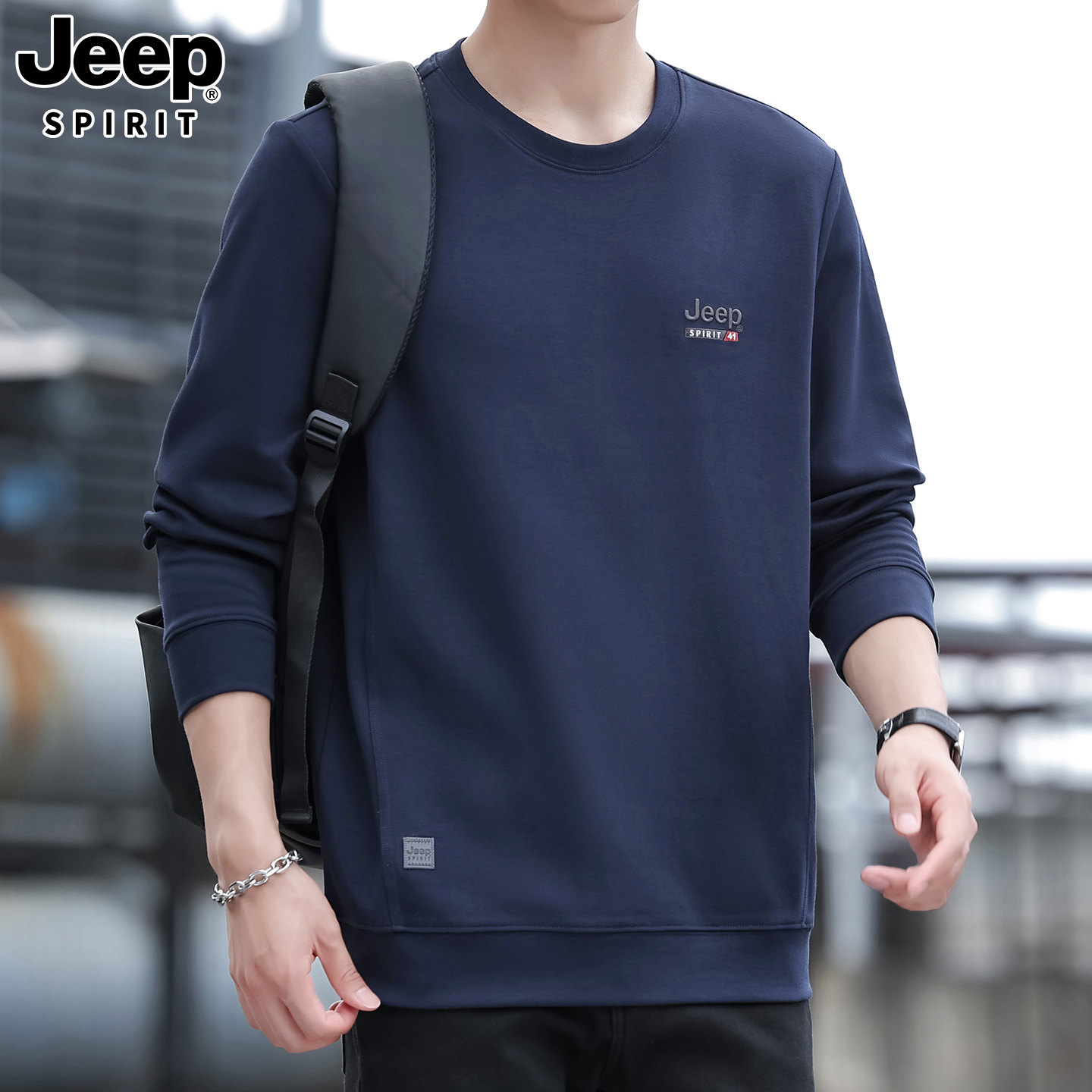 Jeep吉普重磅男士圆领卫衣春秋