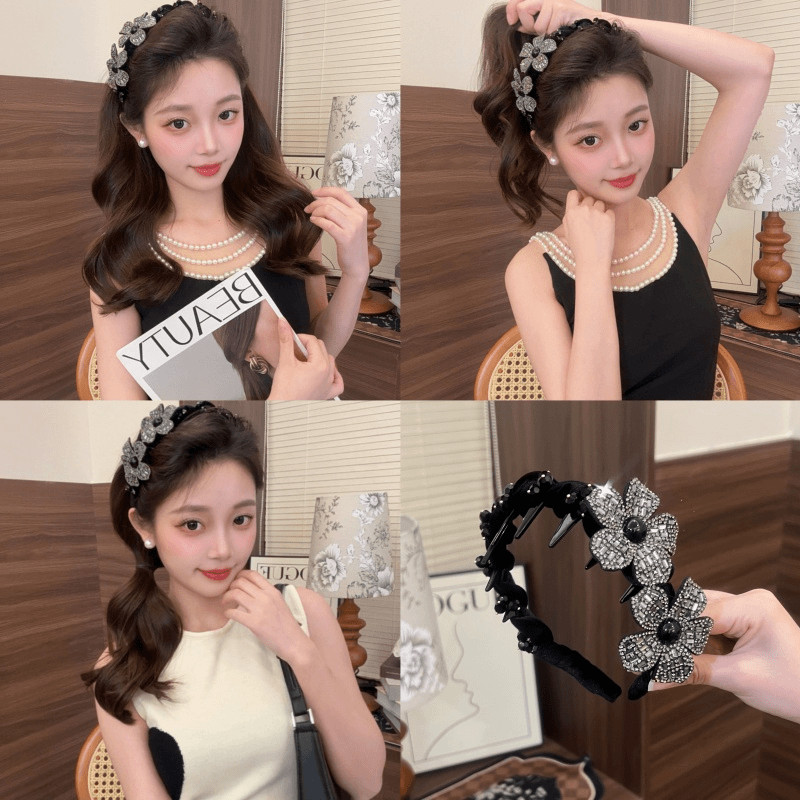 2025新款花朵发箍防滑带齿