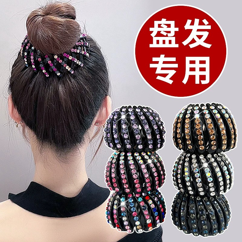 水钻鸟巢盘发器丸子头发圈神器女图片