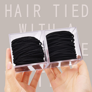 橡皮筋女扎头防滑黑色头绳2026新款 高弹力耐用不伤发皮套发圈发绳