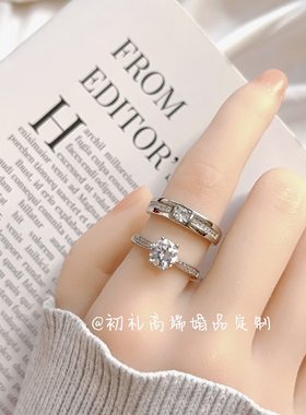 1.5克拉50分经典六爪仿真假戒指钻戒结婚对戒活口婚礼交换道具