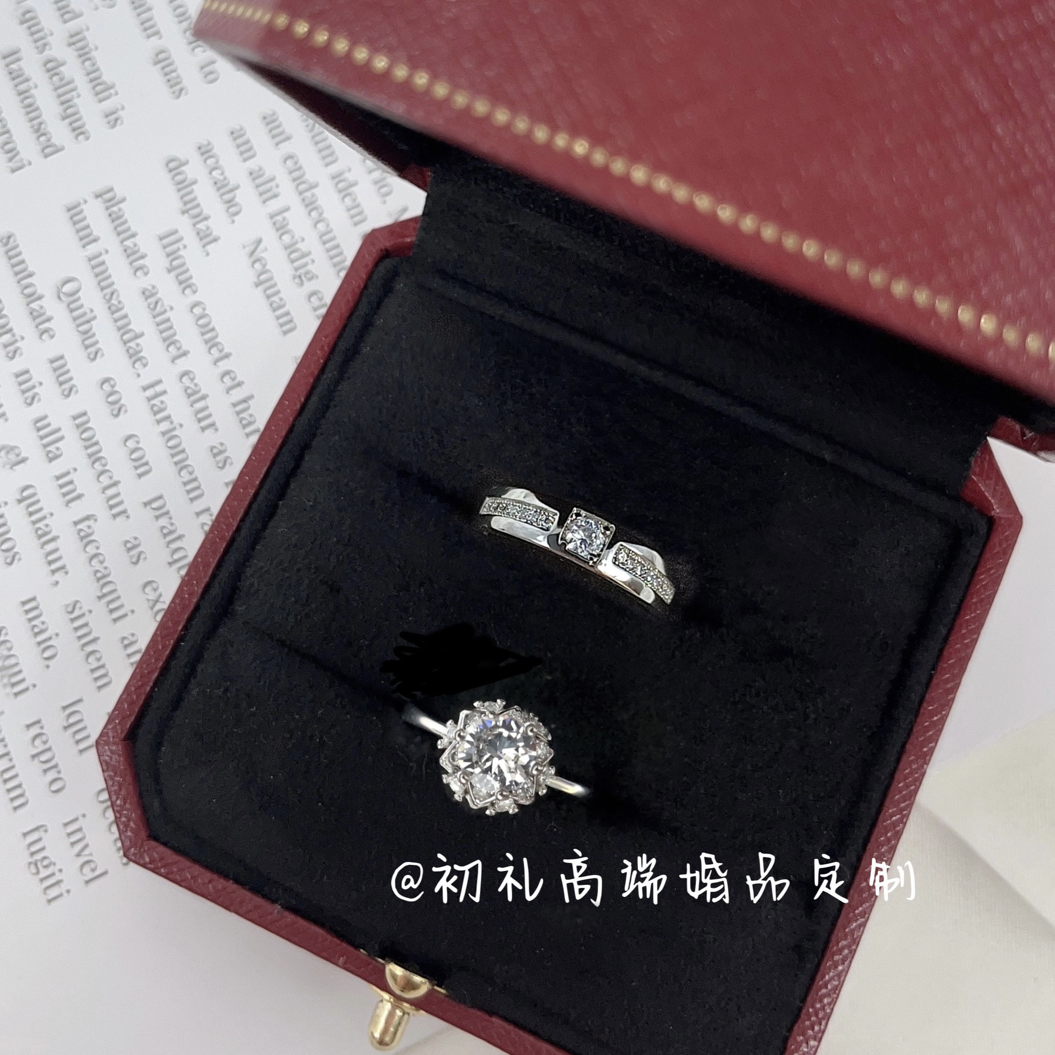 太阳花仿真对戒1ct婚礼仪式交换