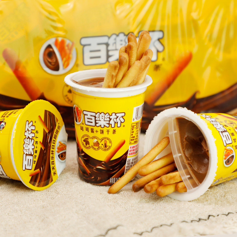 百乐杯甜甜乐饼干条加巧克力酱26g休闲办公室饼干杯儿童零食小吃