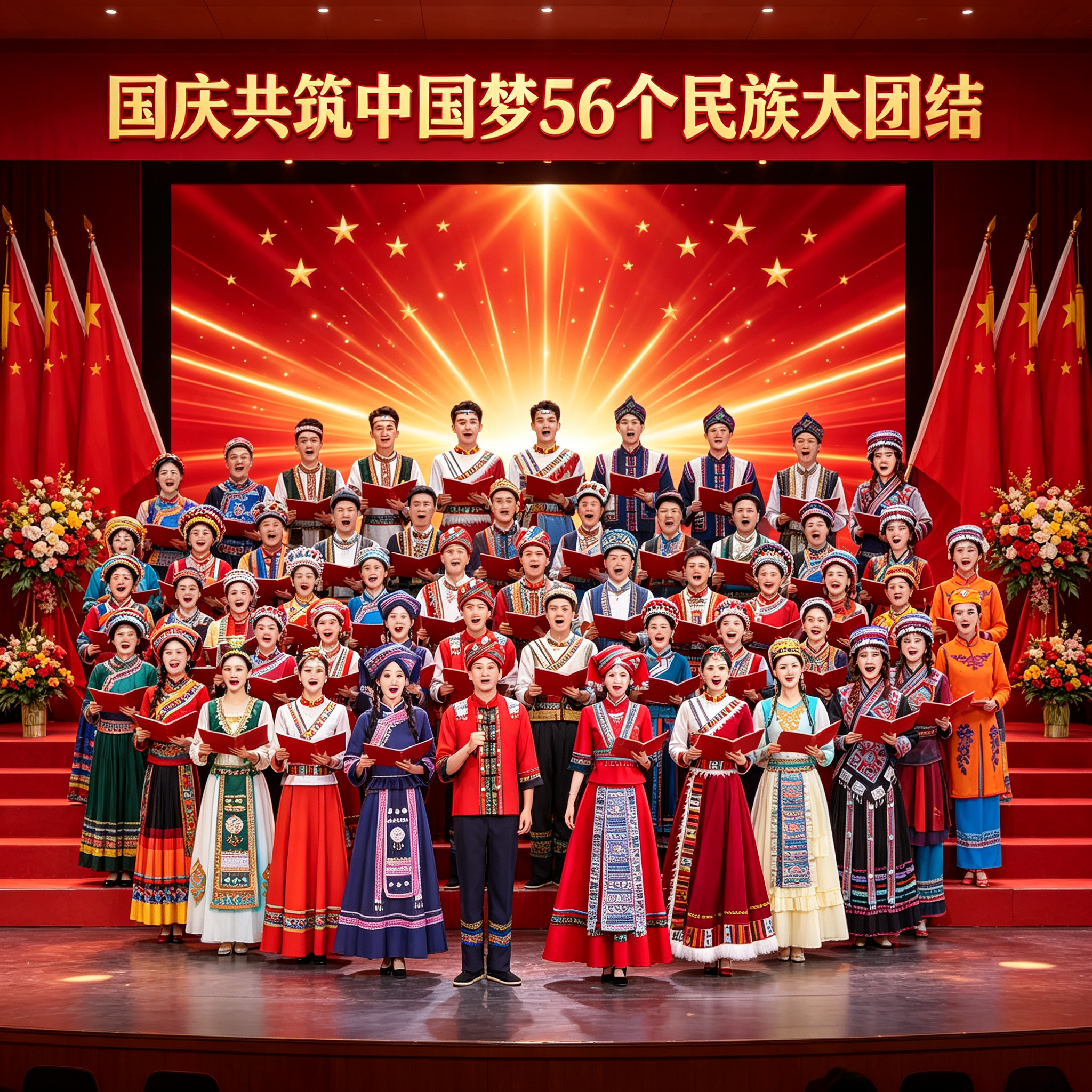 56个民族成人演出服男女款少数民族大合唱汇演舞台壮苗白表演服饰