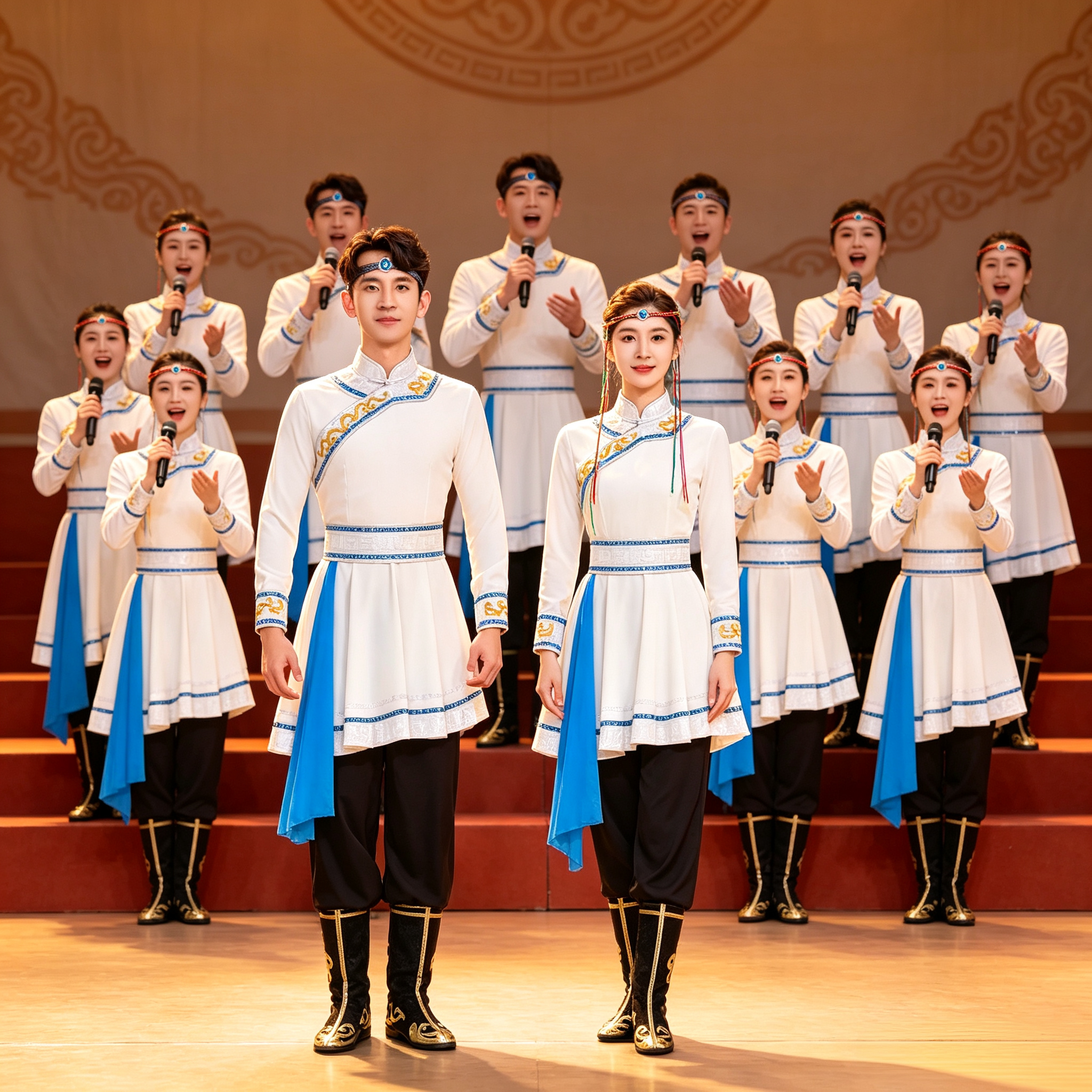 蒙古族舞蹈演出服成人考级蒙古族服饰长款少数民族舞台艺考服装女