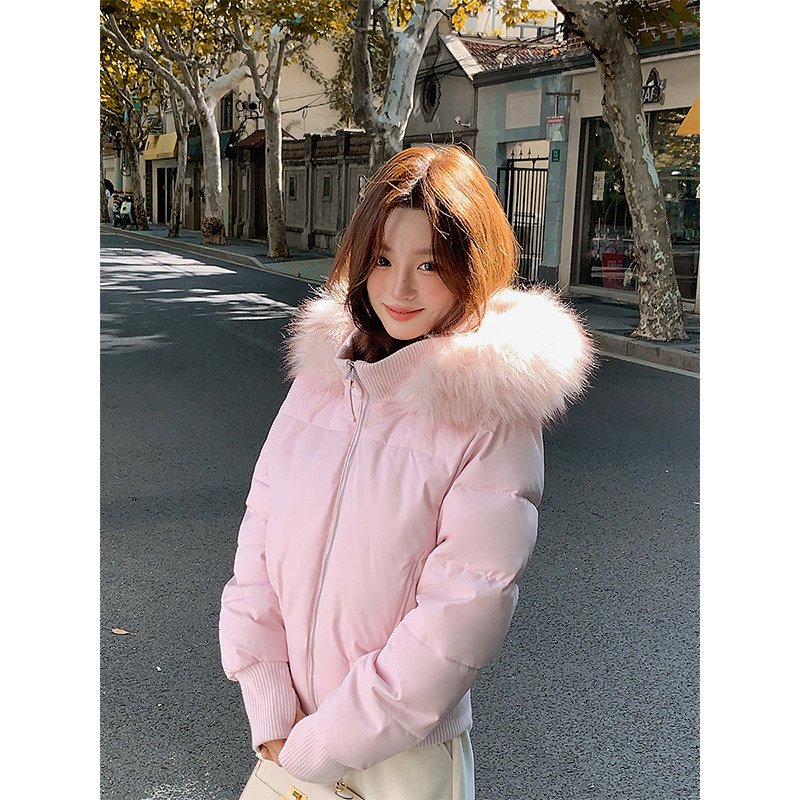 小海鸥收腰显瘦短款大毛领羽绒服