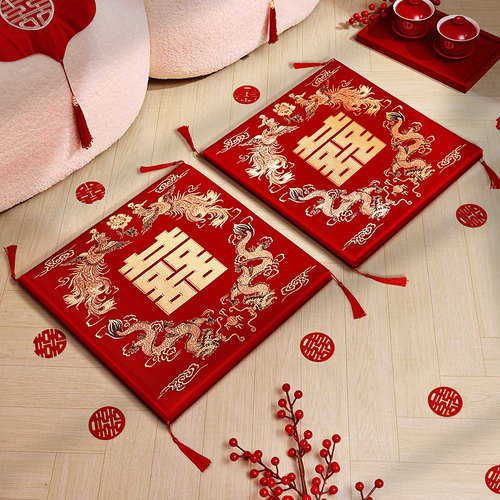 结婚喜庆坐垫红色坐垫一对