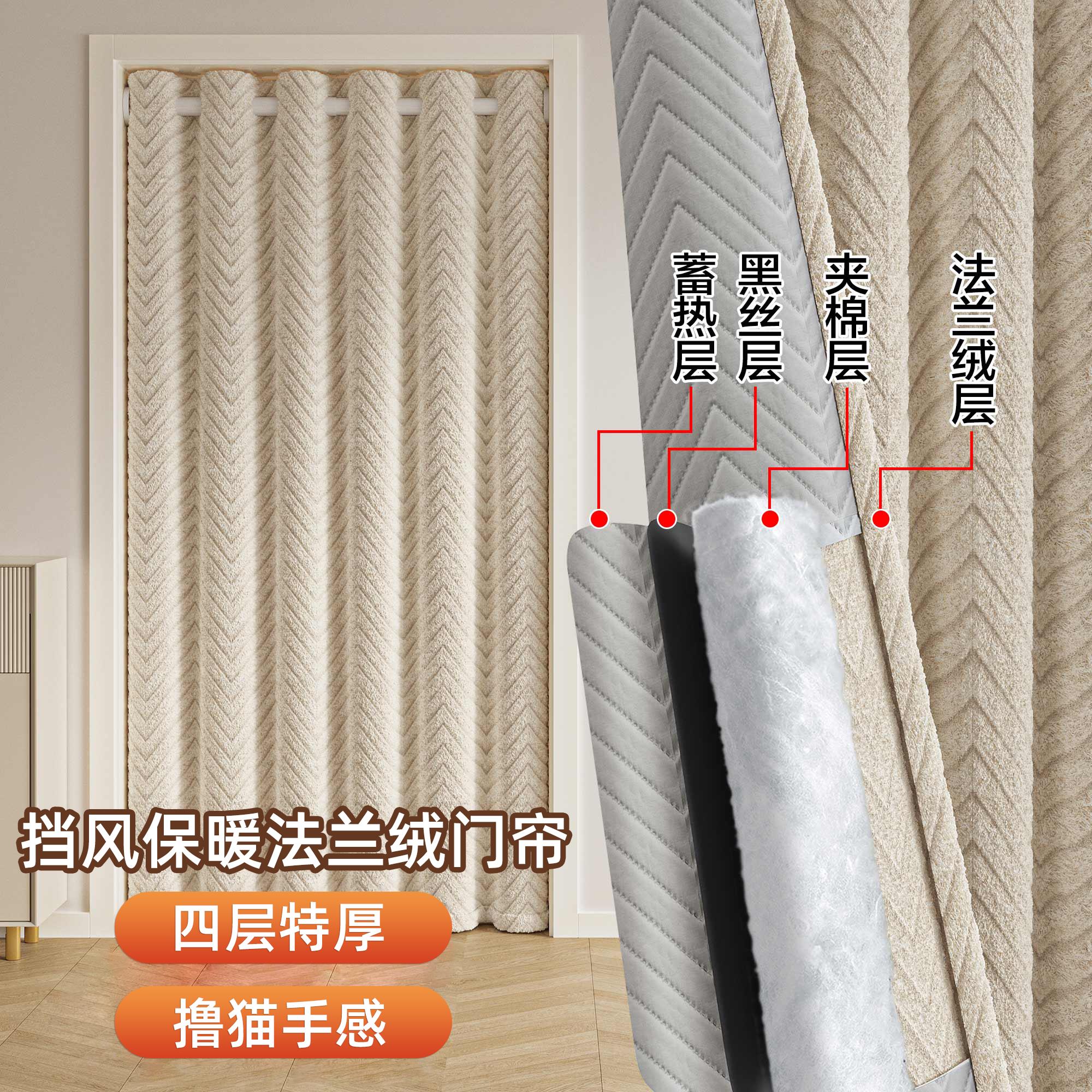 加厚棉门帘冬季保暖防风防空调冷气隔断帘卧室家用遮光隔音遮挡帘