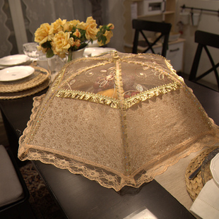 盖菜罩食物罩子饭菜餐桌罩家用防苍蝇圆形饭罩大号可折叠碗罩桌盖
