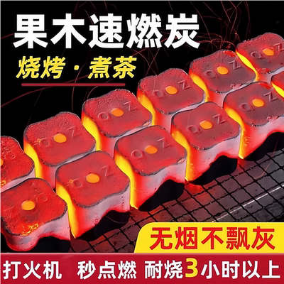 速燃炭烧烤碳木炭无烟碳果木炭家用室内烤火户外煤球围炉煮茶炉子