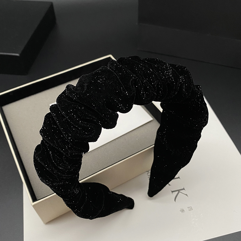 2025新款黑色丝绒发箍女发卡气质头箍高颅顶宽边发捆高级感头饰冬