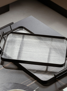 高级感家用商用端盘子子长方形托 托盘新款水果点心铁盘茶水杯子