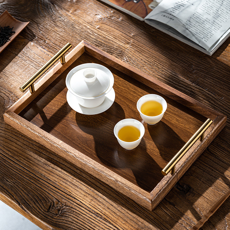 胡桃木托 托盘实木质长方形家用高级感放玻璃茶杯子收纳水果咖啡,餐饮具,盘,淘宝优惠券,粉丝福利购,淘宝优惠卷