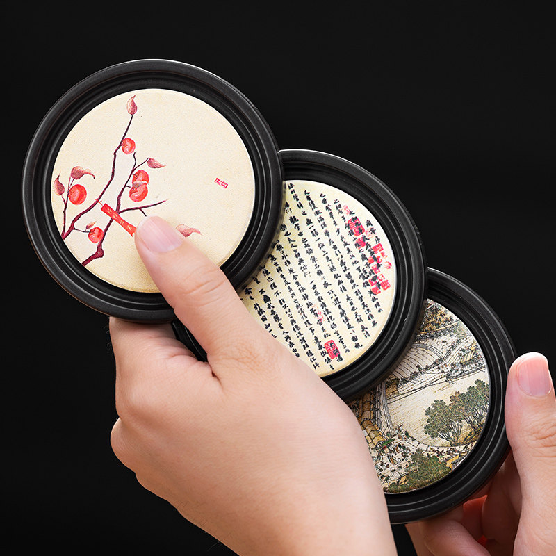 中式吸水杯垫家用国风速干茶杯垫子隔热茶托防烫陶瓷复古功夫茶道,餐饮具,杯垫,淘宝优惠券,粉丝福利购,淘宝优惠卷