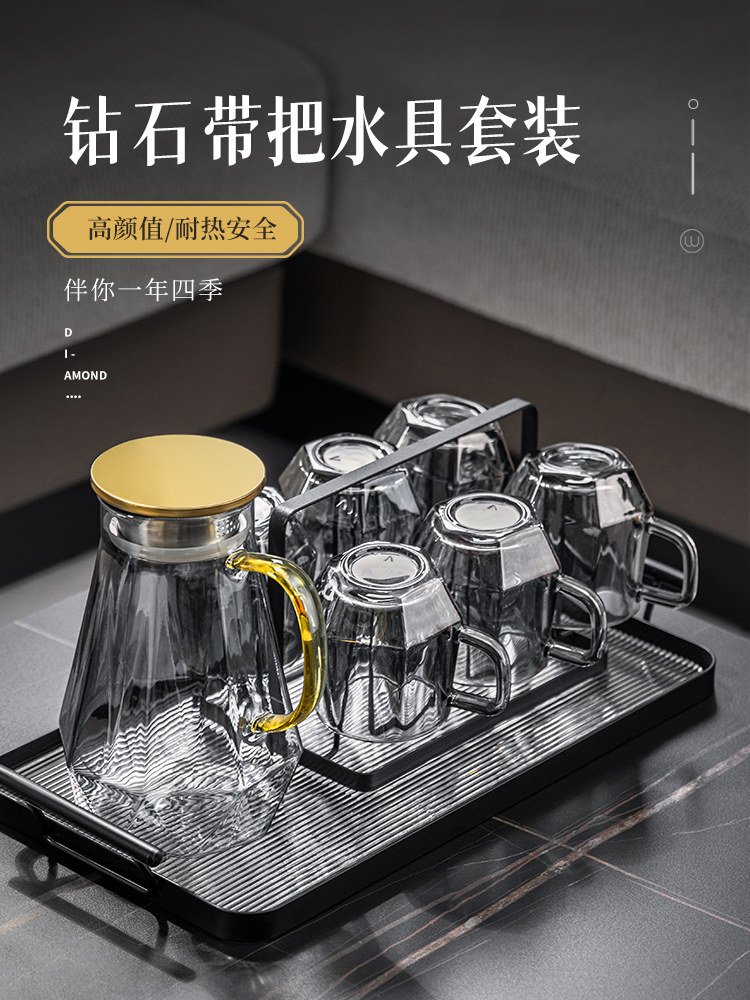 适合家庭客厅的耐高温冷水壶，可加热，大容量，现代可及的豪华玻