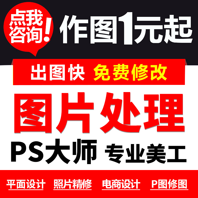 p图片处理ps美工专业修图主图海报制作设计人像精修做图