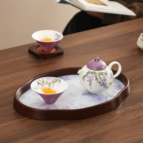 初伍手绘紫藤花茶壶一人饮茶具