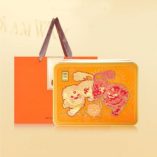 锦华糕点礼盒瑞狮纳吉902g双层铁盒休闲零食大礼包新春年货