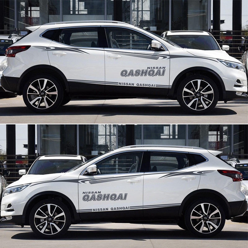 适用新逍客车贴车身腰线彩条拉花贴纸车门个性改装侧裙全车装饰贴