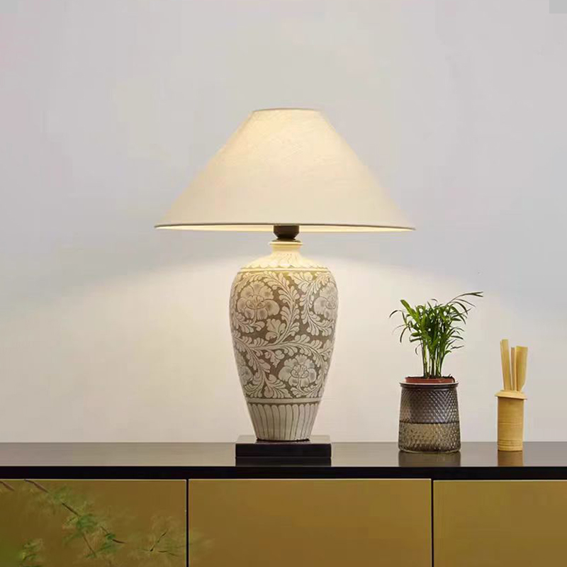 新中式陶瓷复古美学灯客厅书房台灯高颜值卧室床头灯民宿茶室台灯