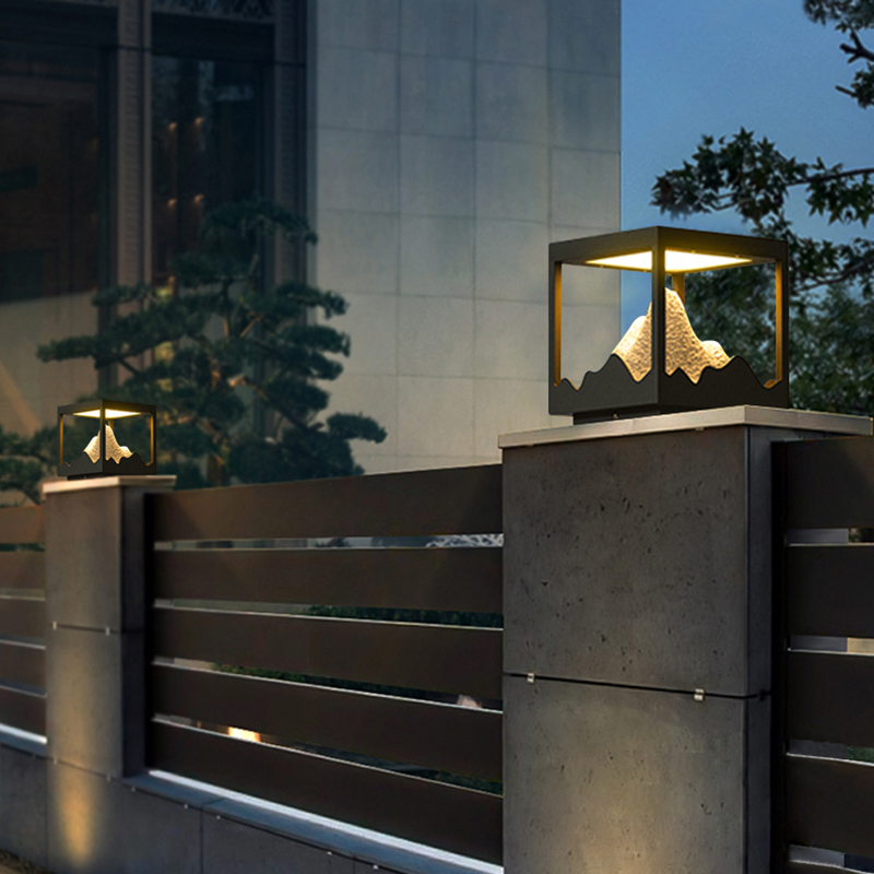 户外防水新中式太阳能柱头庭院灯