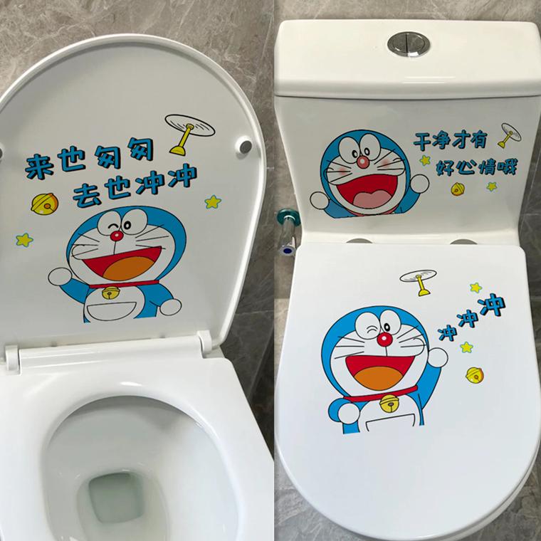蓝胖子马桶贴画机器猫装饰贴卡通叮当猫厕所贴纸女防水坐便器盖贴图片
