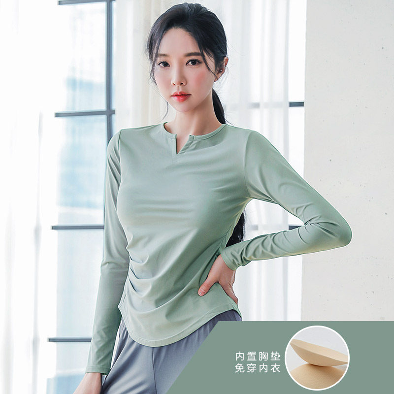 专业晨跑步运动女长袖春秋季带胸垫速干衣健身房高级感瑜伽服,运动/瑜伽/健身/球迷用品,瑜伽t恤,淘宝优惠券,粉丝福利购,淘宝优惠卷