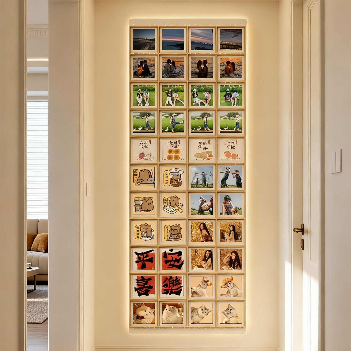 磁吸照片墙高级感客厅走廊洞洞板