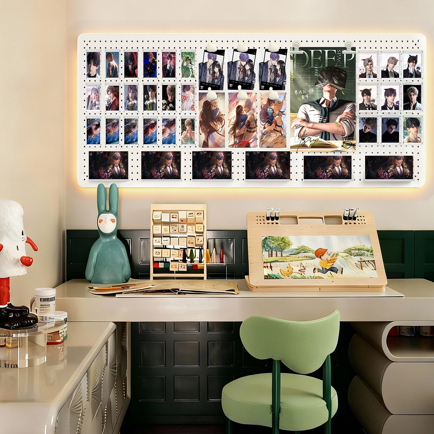 亚克力卡桌面洞洞板相框小卡展示架九宫格六宫格展示框卡片凹槽册