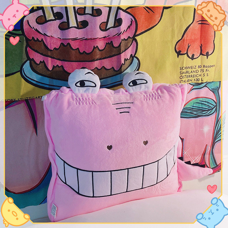 ins网红粉色鳄鱼公仔毛绒玩具软睡觉抱枕被子靠垫毯子送女生礼物