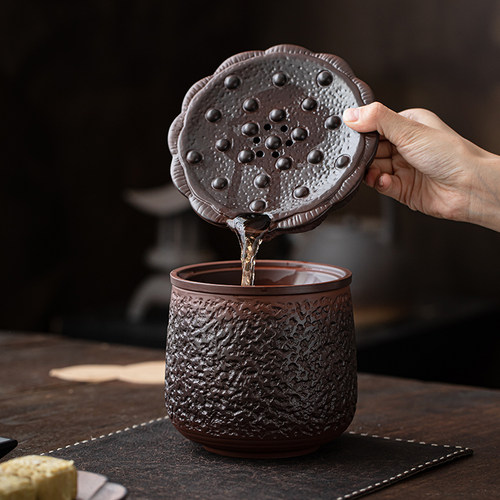 紫陶建水陶瓷多功能茶渣缸桌面