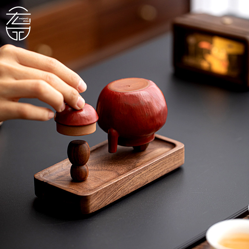 北美黑胡桃木晾壶架盖置盖托摆件紫砂壶架磁吸实木茶道配件茶具架,餐饮具,茶具架,淘宝优惠券,粉丝福利购,淘宝优惠卷