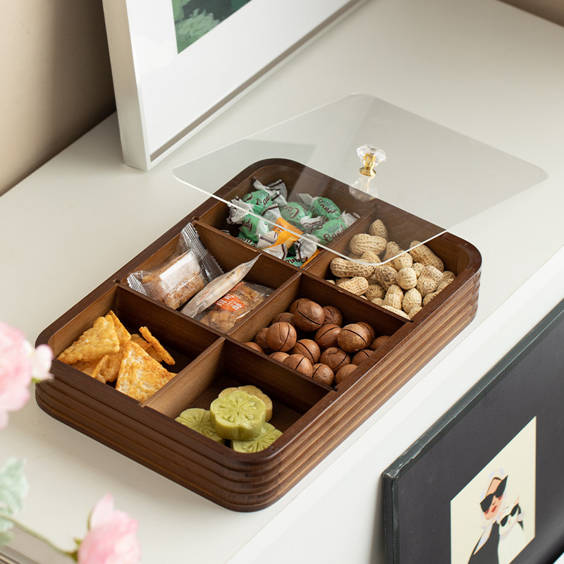复古风竹木多功能果盘家用客厅茶几零食带盖防潮收纳盒防尘干果盒,餐饮具,果盆/果盘/果篮,淘宝优惠券,粉丝福利购,淘宝优惠卷