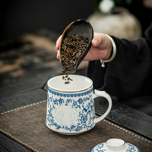 伴手礼品 国潮青花玲珑茶水分离办公杯过滤泡茶杯家用功夫茶具套装