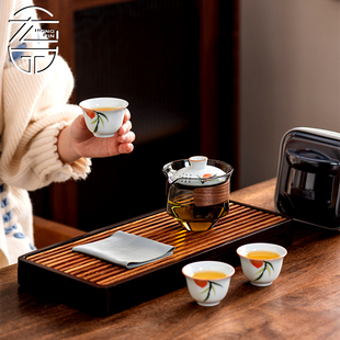 家用手绘旅行功夫茶具套装户外便携一壶三杯泡茶壶单人高档收纳包