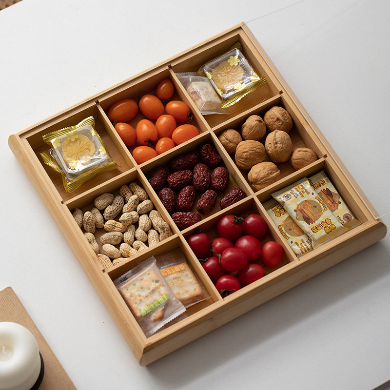 竹木九宫格复古果盘带盖零食盘围炉煮茶托盘前台茶几小零食收纳盒,餐饮具,果盆/果盘/果篮,淘宝优惠券,粉丝福利购,淘宝优惠卷