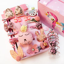 Children's leather belt accessories set 24 pieces baby hair clip hair rope girl's head rope headdress