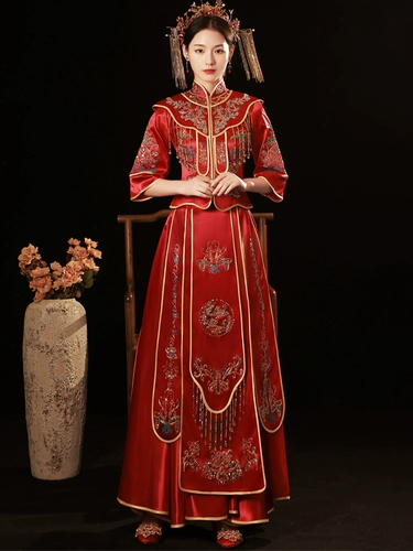 Традиционный свадебный наряд Сюхэ, свадебное платье, вечернее платье, коллекция 2023, дракон и феникс