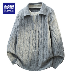 假两件毛衣男日系纯色麻花针织衫 线衫 羊毛衫 男士 情侣款 罗蒙秋冬季