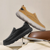 休闲健步防滑耐磨头层牛皮轻弹网孔透气休闲鞋 良计FINE PLAN春季