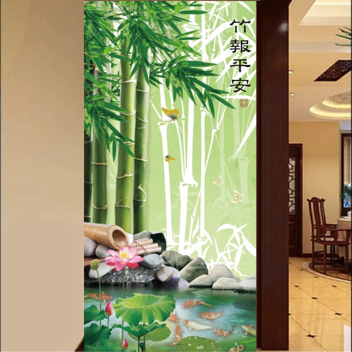 风水走廊过道竹报平安墙壁装饰画