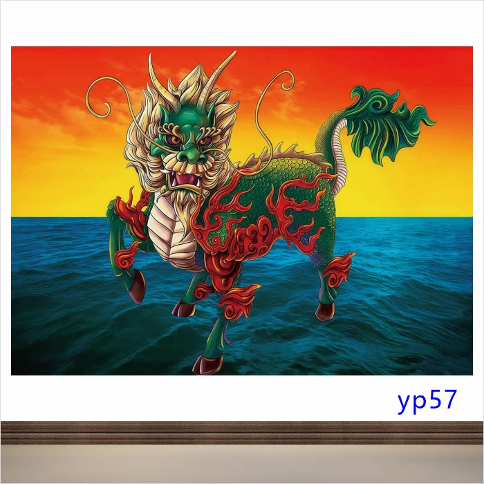 麒麟神兽招财动物画扭转乾坤转运画旺财招财壁画客厅装饰画吉祥画