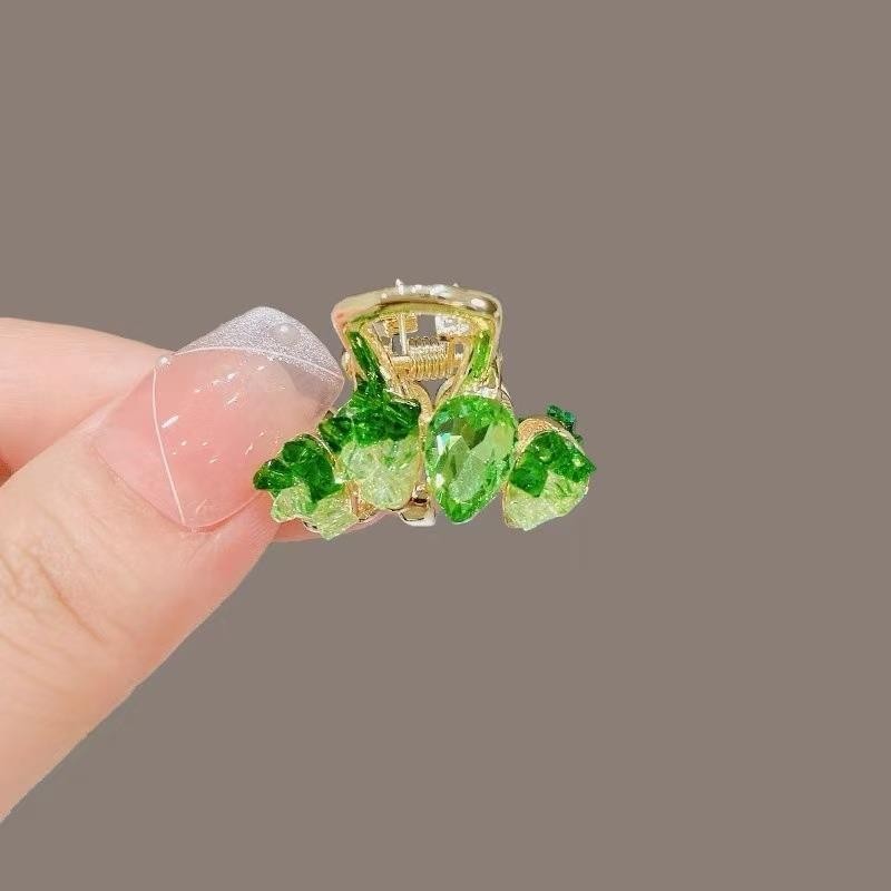 2025新款绿色水钻小抓夹气质百搭